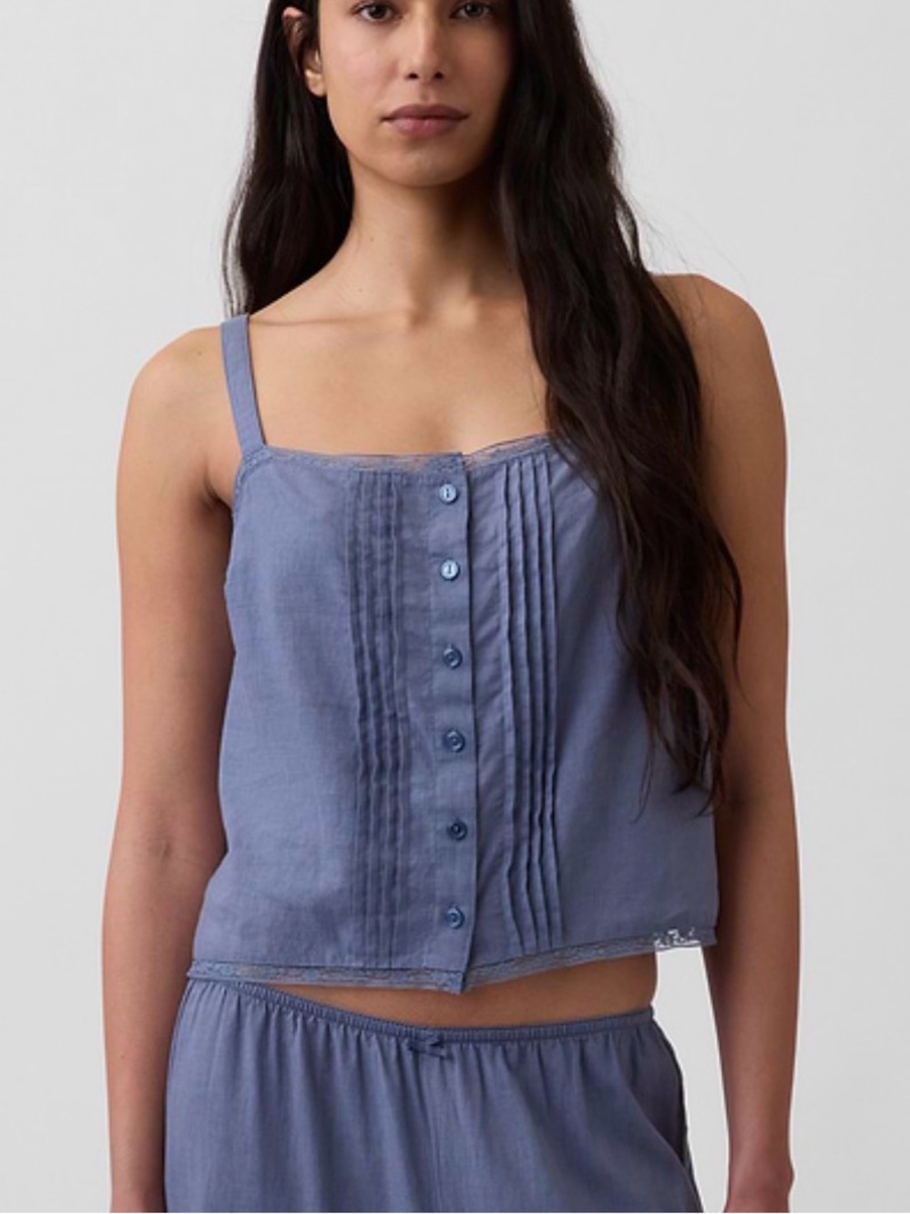Gap Linen-Blend Pintuck Crop PJ Tank Top
